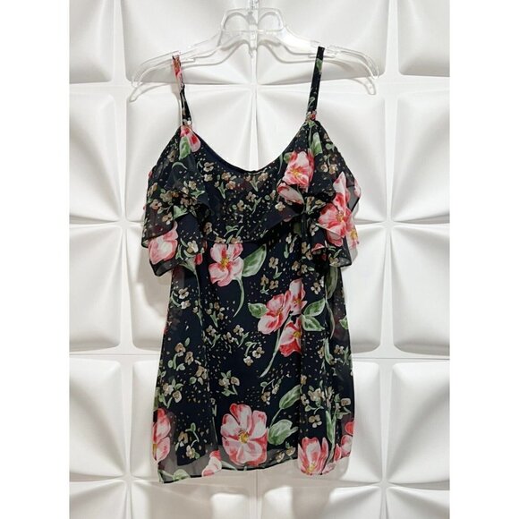 Cabi Sz S Ruffled Cold Shoulder Floral Print Top Romantic Blouse - Picture 15 of 16